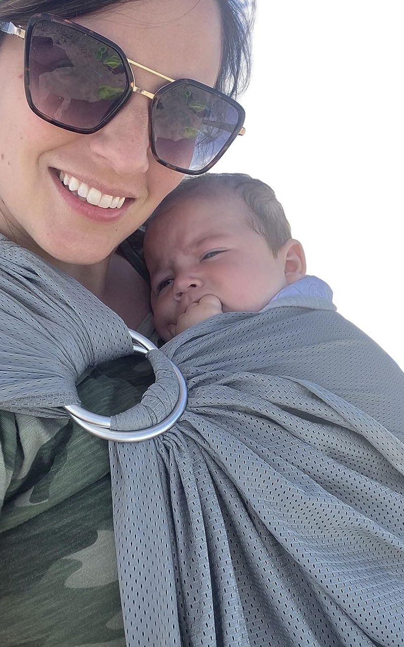 Vlokup Baby Water Ring Sling Carrier | Lightweight Breathable Mesh Baby Wrap for Infant, Newborn, Kids and Toddlers | Perfect for Summer, Swimming, Pool, Beach | Great for Dad Too Light Gray - Image 1