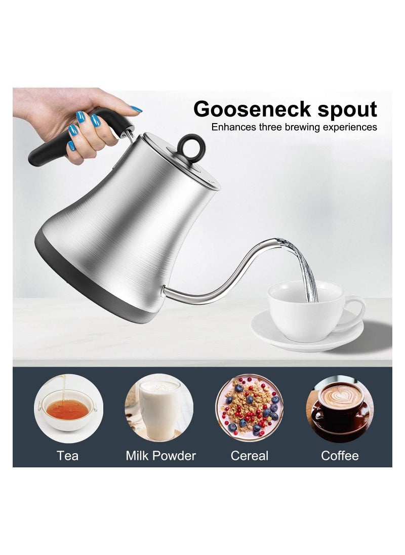 SINCHER Electric Gooseneck Coffee Kettle with Temperature Control - 0.8L Stainless Steel Tea & Coffee Pot - 1000W Fast Heating, Auto Shut-Off Protection  - Image 2