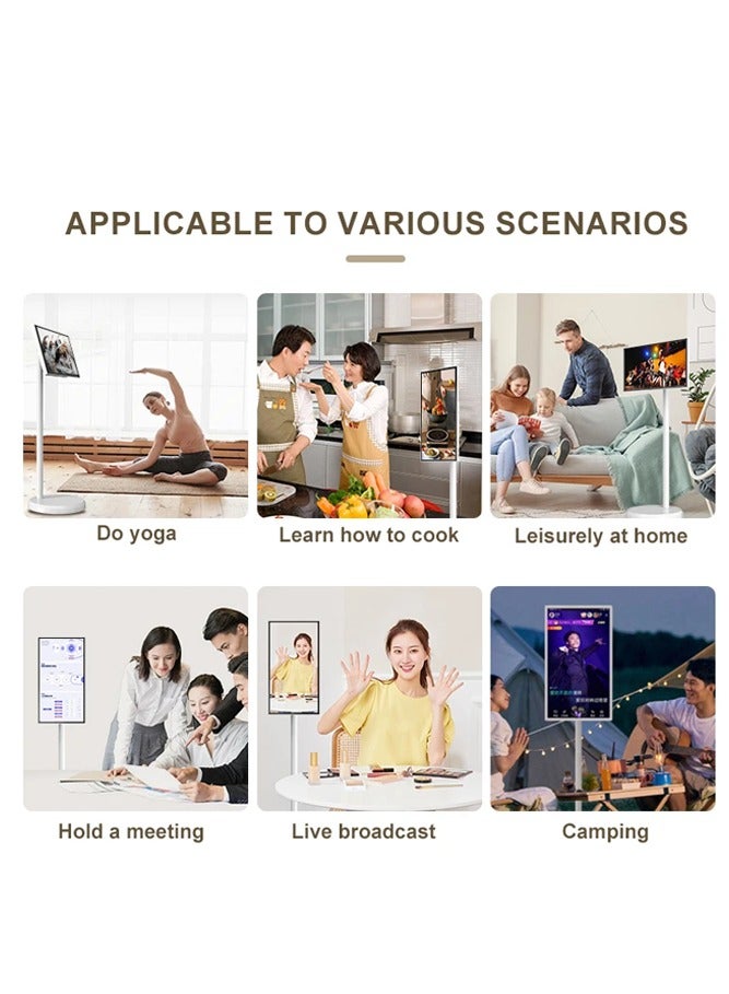 Smart screen portable 24-inch Andriod Display with 10-Point Multi-Touch 6GB RAM 128G HDMI/USB FHD Screen 1920p, Webcam with Build-in Camera, 7-8 Hours, Remote Control and Long Battery Life All-in-One Touch Screen for Home, Office, and Conference Use with Integrated Android & Camera Portable Long Battery