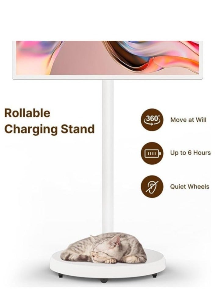 Smart screen portable 24-inch Andriod Display with 10-Point Multi-Touch 6GB RAM 128G HDMI/USB FHD Screen 1920p, Webcam with Build-in Camera, 7-8 Hours, Remote Control and Long Battery Life All-in-One Touch Screen for Home, Office, and Conference Use with Integrated Android & Camera Portable Long Battery