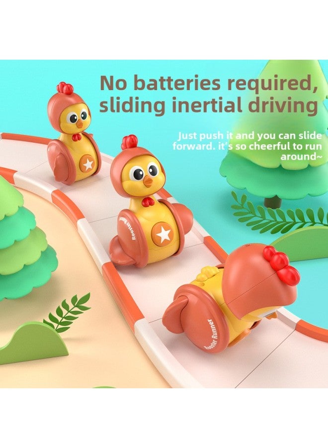 Moe Chicken Tumbler Pressing Inertia Sliding Driving Rotatable Baby Crawling Parent-child Interactive Toy Stall Wholesale-Specifications:(opp Bag) Cute Chicken Tumbler - Random Color  - Image 2