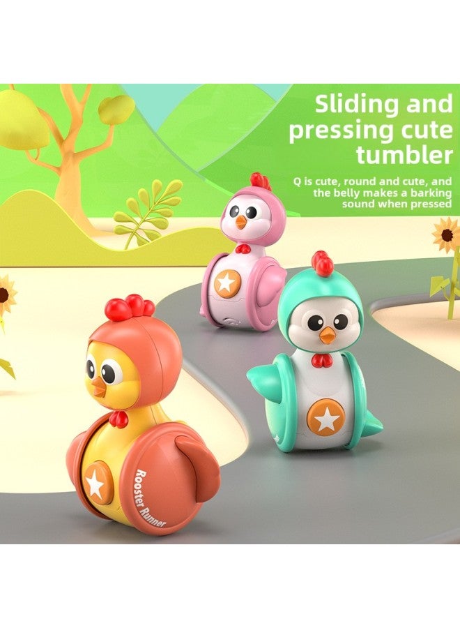 Moe Chicken Tumbler Pressing Inertia Sliding Driving Rotatable Baby Crawling Parent-child Interactive Toy Stall Wholesale-Specifications:(opp Bag) Cute Chicken Tumbler - Random Color  - Image 1