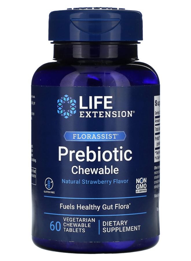 Florassist Prebiotic Chewable Natural Strawberry  60 Vegetarian Chewable Tablets