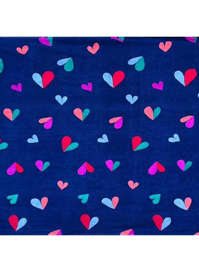 Urban Magic - URBAN MAGIC Hearts Printed Dark Blue Single Bedsheet with 1 Pillow Cover - Image 1