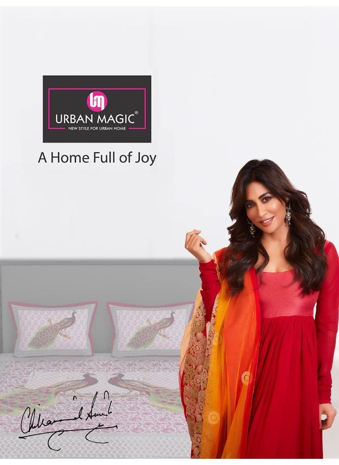 Urban Magic - URBAN MAGIC Hearts Printed Dark Blue Single Bedsheet with 1 Pillow Cover - Image 1