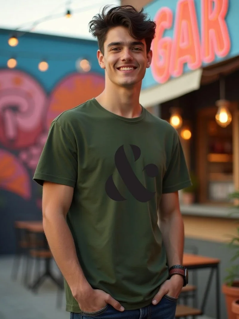 نوبيرو Men's Olive Green Cotton T-Shirt for Men