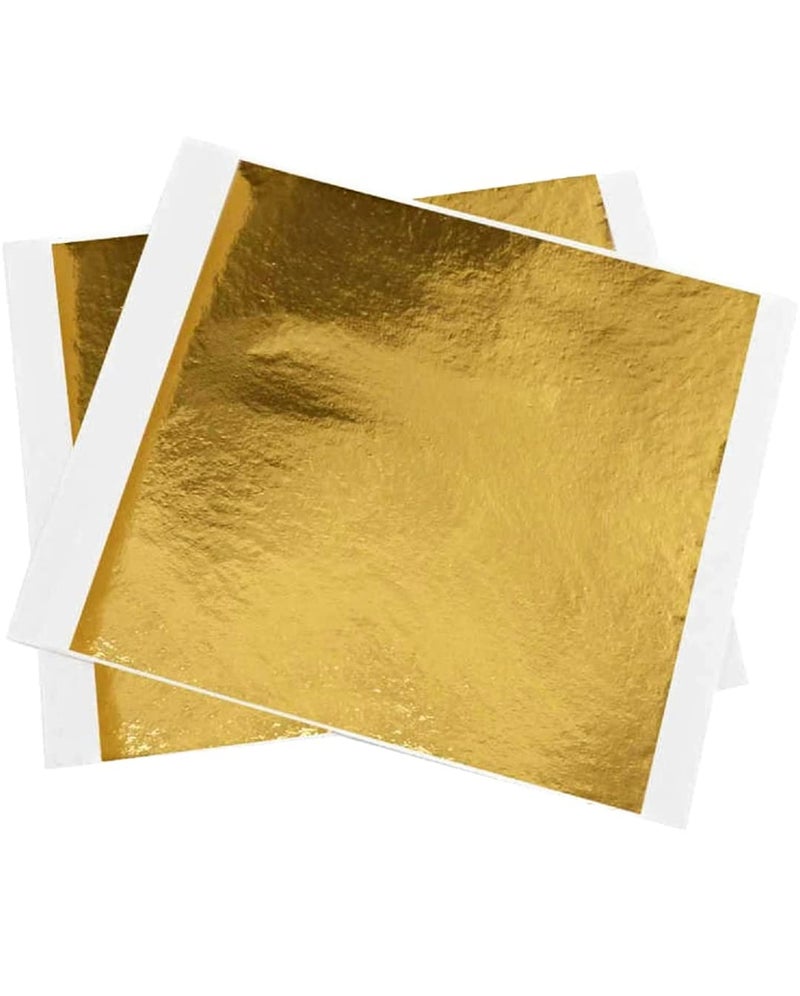 FGLC Gold Leaf (100 sheets Imitation Gold Foil) for Art Crafts Decoration Gilding Crafting Frames Size 8 x 8 cm - Image 1