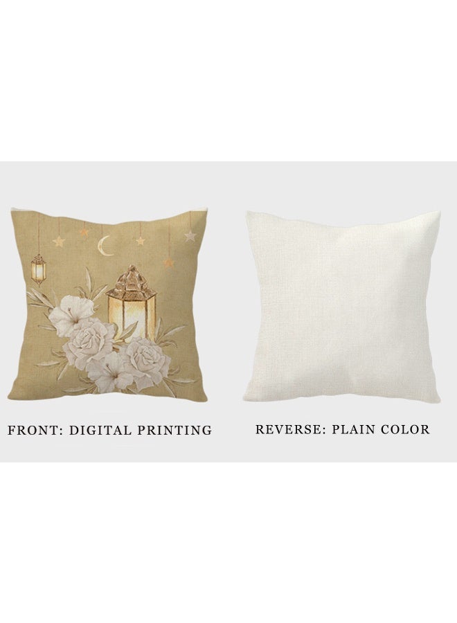 4 PCS Ramadan Pillow Covers, Ramadan Pillow Cases, Ramadan Decorations, Ramadan Decorations Pillow Case Golden Moon Printed Home Sofa Bed Pillowcase(45*45CM) - Image 4