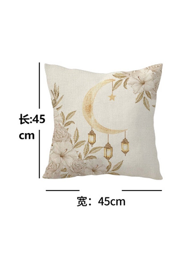 4 PCS Ramadan Pillow Covers, Ramadan Pillow Cases, Ramadan Decorations, Ramadan Decorations Pillow Case Golden Moon Printed Home Sofa Bed Pillowcase(45*45CM) - Image 2