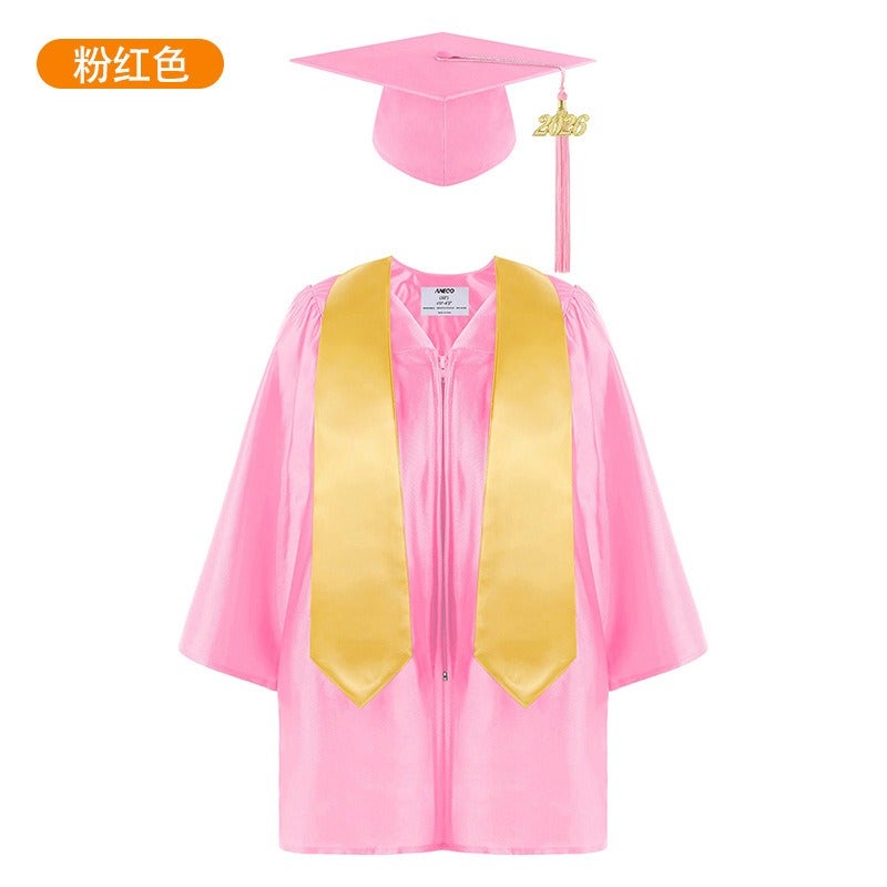 Jing Zhe Rui 2026 New Kids Graduation Gown Set with Cap - Kindergarten Elementary School Ceremony Dress, Knit Fabric, Unisex, Sizes 21-36 - Image 1