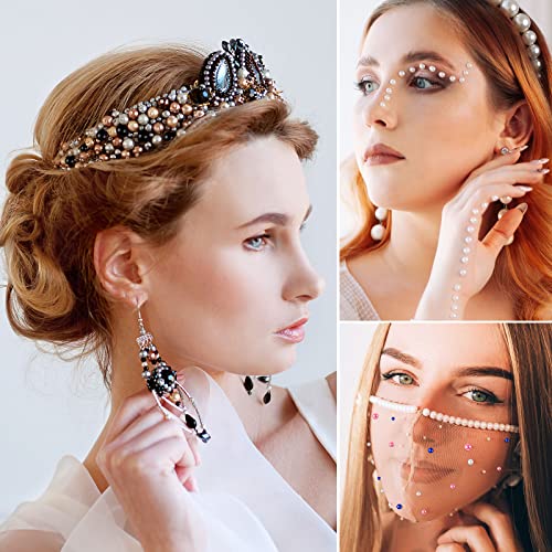 ASTARON 50g Mix Flatback Rhinestones Half Pearls for Craft Mixed Size 3mm-10mm Flat Back Rhinestones for Crafts Flatback Pearls for DIY Tumblers Mugs Nail Art Shoes Clothes (Champagne Gold Series) - Image 4