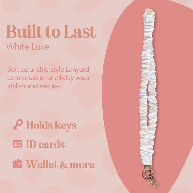 ANDI Neck Lanyard For Women - Scrunchie Cute Lanyard for Keys, Id Card Holder, Wallet - Aesthetic Long Lanyard (White Luxe) - Image 3