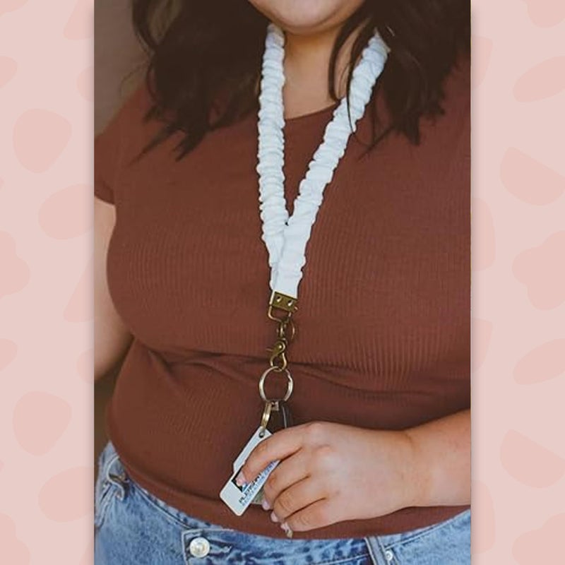 ANDI Neck Lanyard For Women - Scrunchie Cute Lanyard for Keys, Id Card Holder, Wallet - Aesthetic Long Lanyard (White Luxe) - Image 2