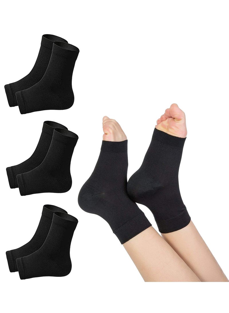 Sweet seven 3 أزواج من جوارب الضغط الم relieving للألم لاعتلال الأعصاب، دعم الكاحل، التهاب الأوتار، والتهاب اللفافة الأخمصية - دعامة للنساء والرجال، الحجم S-M، اللون: أسود - Image 1