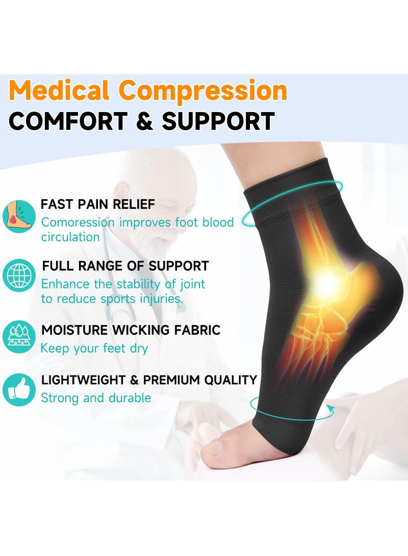 Sweet seven 3 أزواج من جوارب الضغط الم relieving للألم لاعتلال الأعصاب، دعم الكاحل، التهاب الأوتار، والتهاب اللفافة الأخمصية - دعامة للنساء والرجال، الحجم S-M، اللون: أسود - Image 4