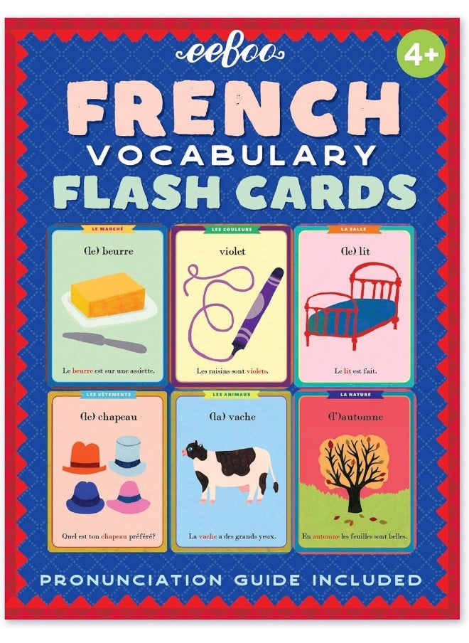 eeboo eeBoo: French Vocabulary Flash Cards, 56 Cards Included in The Set, Durable and Easy to Use, Pronunciation Guide Included, for Ages 4 and up  - Image 1