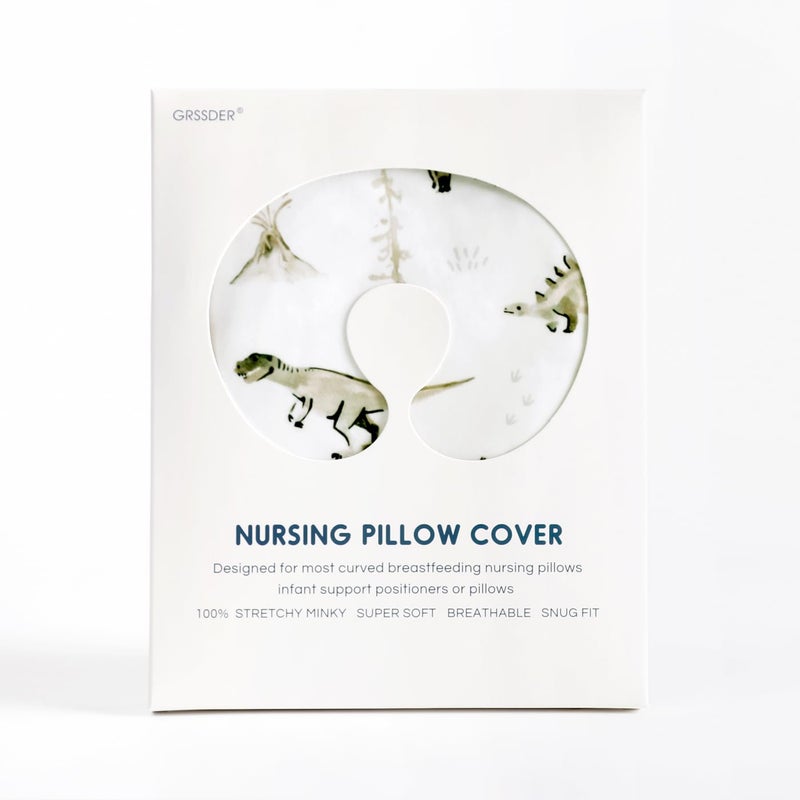 GRSSDER Nursing Pillow Cover Stretchy Minky Removable Nursing Covers for Breastfeeding Pillows, Ultra Soft Comfortable Slipcover for Boy and Girls, Stylish Pretty Dinosaur - Image 4