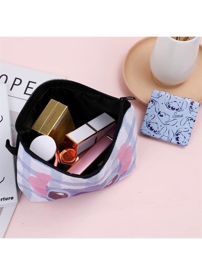 G-Ahora Cartoon Kitty Cosmetics Bag Cartoon Stitch Makeup Bag with Kitty Mirror Kawaii Pooh Compact Mirror Travel Bag Pouch Bag Gift-5 - Image 3