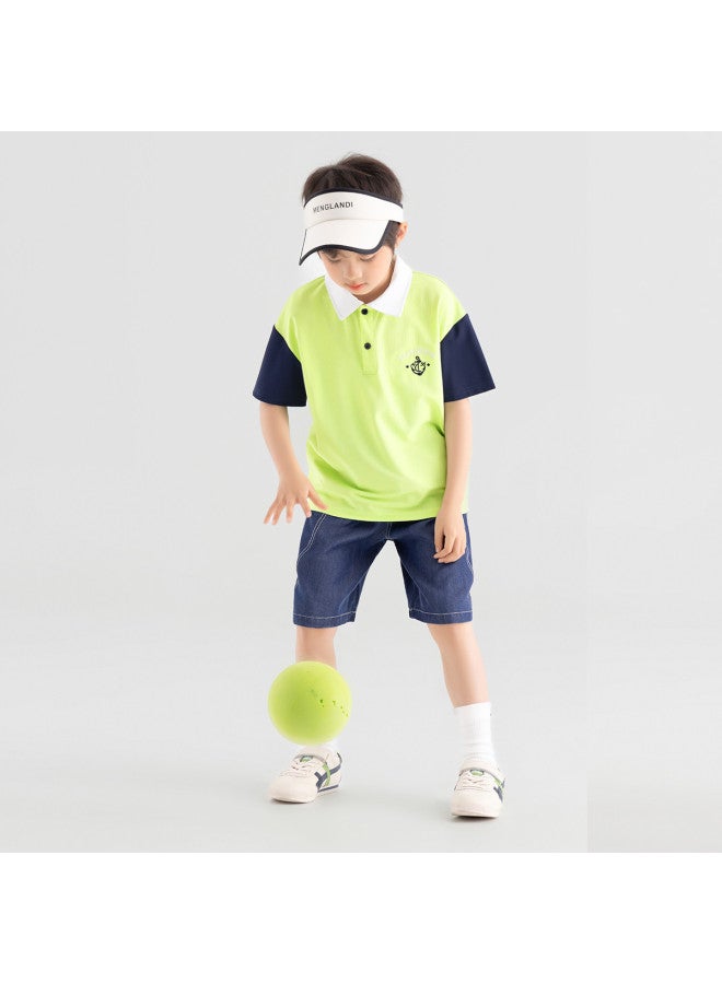 Cool Refreshing】 Boys' Polo Shirt 2025 Summer Sun Protection Breathable Kids T-shirt Casual Stylish Short Sleeve - Image 2