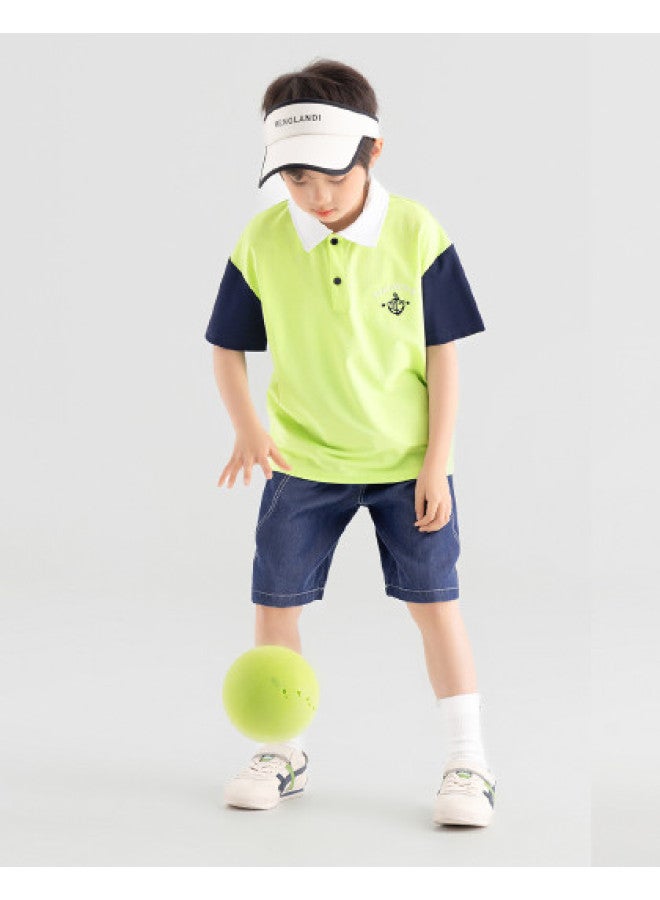 Cool Refreshing】 Boys' Polo Shirt 2025 Summer Sun Protection Breathable Kids T-shirt Casual Stylish Short Sleeve - Image 1
