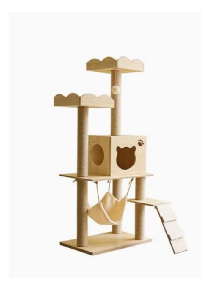 Solid Wood Cat Climbing Frame Pet Kennel House 135*60*40cm - Image 1