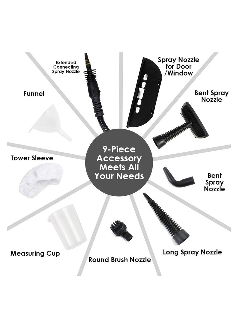 Hihonor Handheld Pressurized Steam Cleaner, Multipurpose Steamer Safety Lock for Carpet Curtain Car Seat, 1050W Portable Upholstery Steamer for Home Kitchen Bathroom with 9 Piece Accessories (Yellow) - Image 5