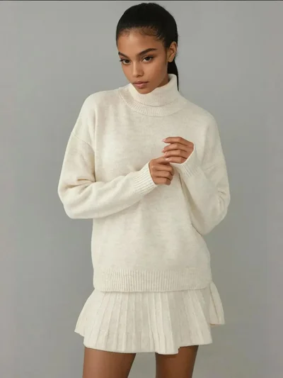 BIG DART BDART Textured Oversized Turtleneck Knit Co-Ord Set