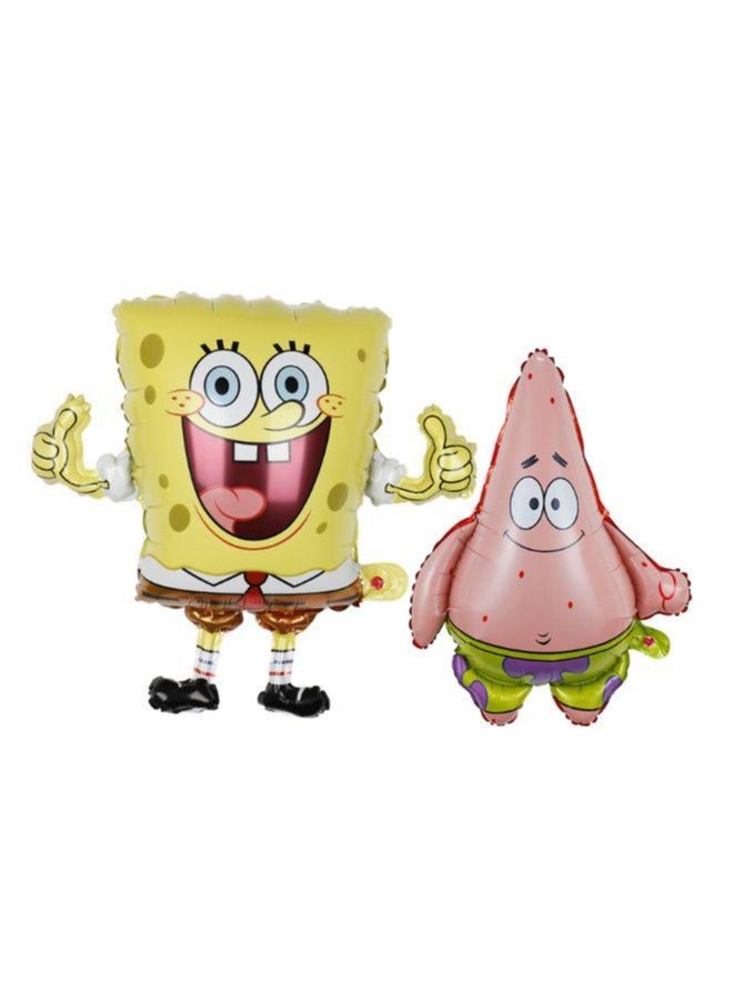 2 pc Sponge Bob Characters Ballon Set , Giant balloon for Kids Party, Birthday Double Sided Foil Balloon - Image 1