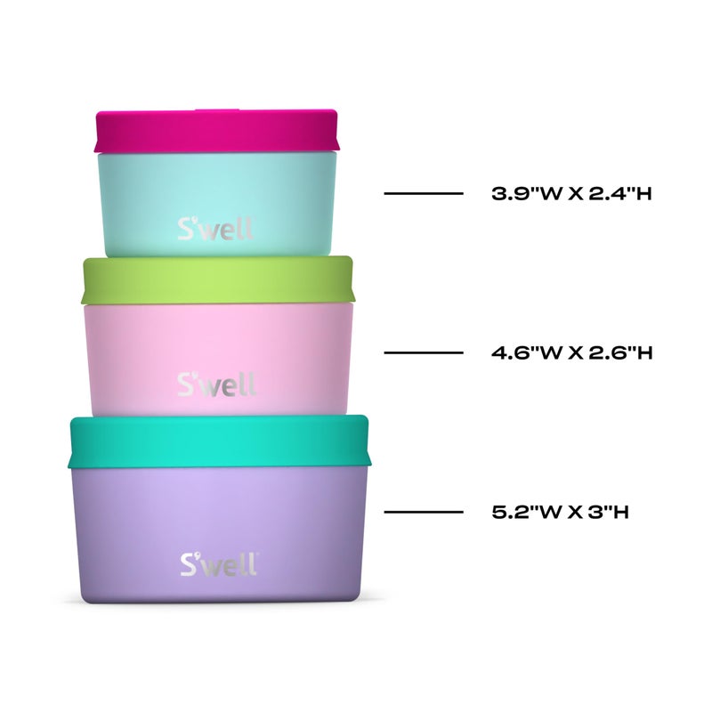 S'well مجموعة حاويات الطعام من س'ويل من الفولاذ المقاوم للصدأ، تتكون من ثلاثة، 10 أونصة، 16 أونصة، و24 أونصة، جنة الباستيل، تصميم متين بجدار واحد، خالية من BPA، آمنة للغسل في غسالة الصحون - Image 4