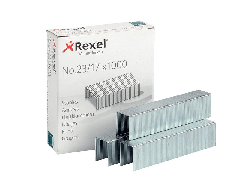 Rexel No.23/17 mm Heavy Duty Staples - Box of 1000 for Stapling up to 130 Sheets - Image 1