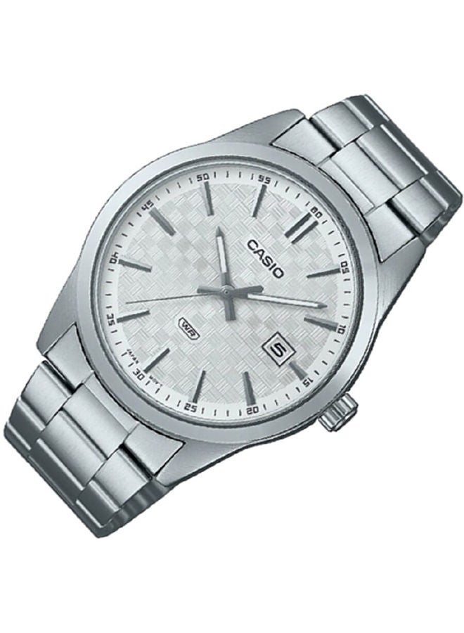 CASIO ساعة للرجال بعرض انالوج للتاريخ ومينا بيضاء وبسوار ستانلس ستيل MTP-VD03D-7AUDF - Image 2