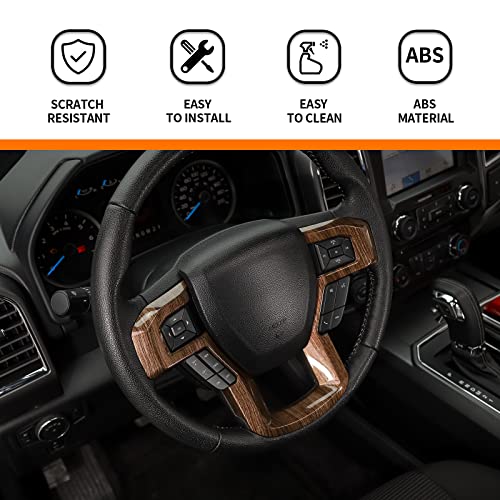 Hoolcar Interior Center Console Dashboard Navigation Trim Cover Kit ABS Accessories for 2015-2020 Ford F150, Wood Grain - Image 3