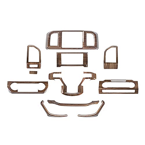 Hoolcar Interior Center Console Dashboard Navigation Trim Cover Kit ABS Accessories for 2015-2020 Ford F150, Wood Grain - Image 1