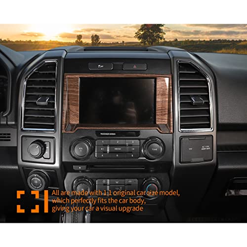 Hoolcar Interior Center Console Dashboard Navigation Trim Cover Kit ABS Accessories for 2015-2020 Ford F150, Wood Grain - Image 4