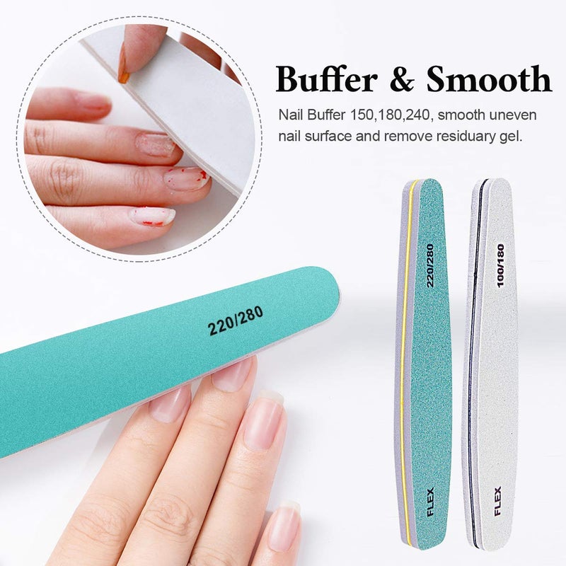 M'AYCREATE 6pcs Nail Files Set for Manicure, Nail Buffer Files Block Coarse Washable Nail Polisher Double Sided Nail Shaper Emery Boards for Acrylic & Natural Nails 100/150/180/220/240/280/1000/4000 Grid - Image 4