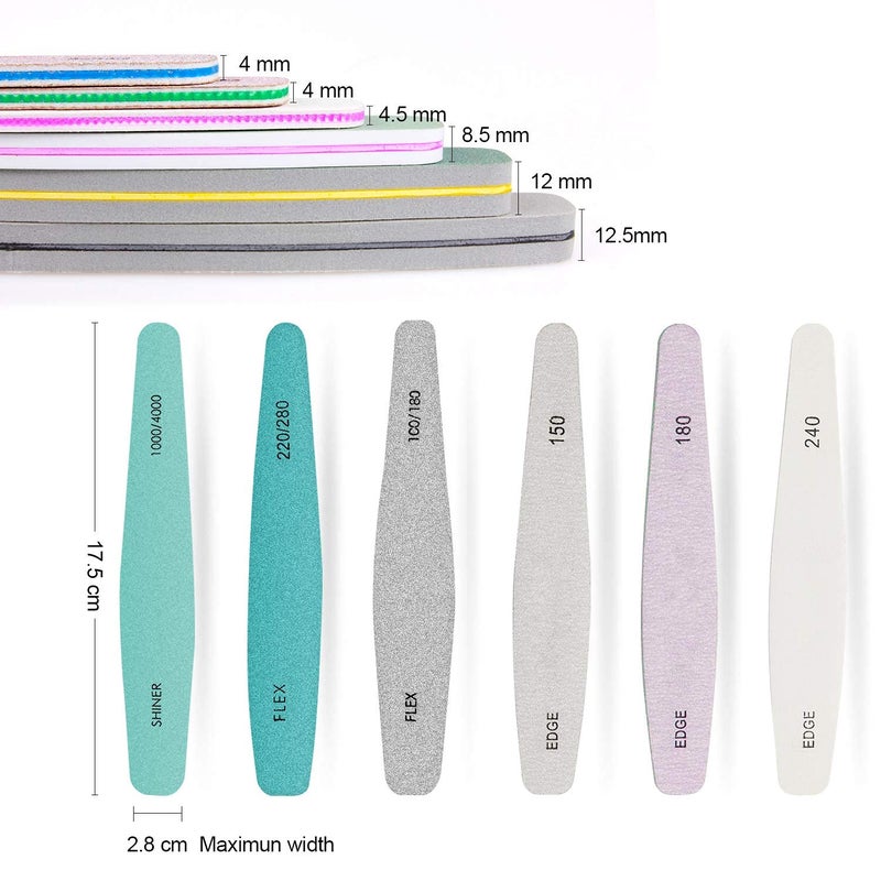 M'AYCREATE 6pcs Nail Files Set for Manicure, Nail Buffer Files Block Coarse Washable Nail Polisher Double Sided Nail Shaper Emery Boards for Acrylic & Natural Nails 100/150/180/220/240/280/1000/4000 Grid - Image 2