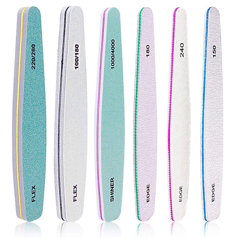 M'AYCREATE 6pcs Nail Files Set for Manicure, Nail Buffer Files Block Coarse Washable Nail Polisher Double Sided Nail Shaper Emery Boards for Acrylic & Natural Nails 100/150/180/220/240/280/1000/4000 Grid - Image 1