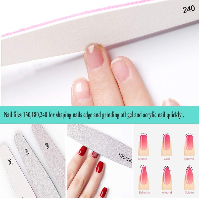 M'AYCREATE 6pcs Nail Files Set for Manicure, Nail Buffer Files Block Coarse Washable Nail Polisher Double Sided Nail Shaper Emery Boards for Acrylic & Natural Nails 100/150/180/220/240/280/1000/4000 Grid - Image 3