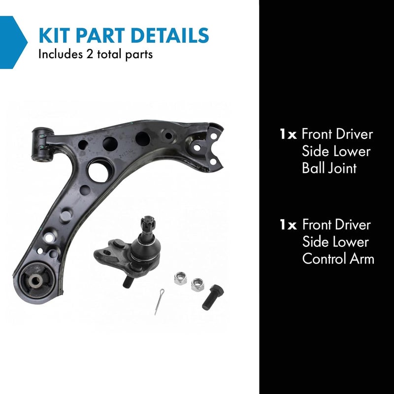 TRQ Front Left Lower Control Arm with Ball Joint Steel Compatible with 2019-2022 Toyota Corolla 2016-2022 Prius 2019-2022 Prius AWD-e 2017-2022 Prius Prime - Image 2