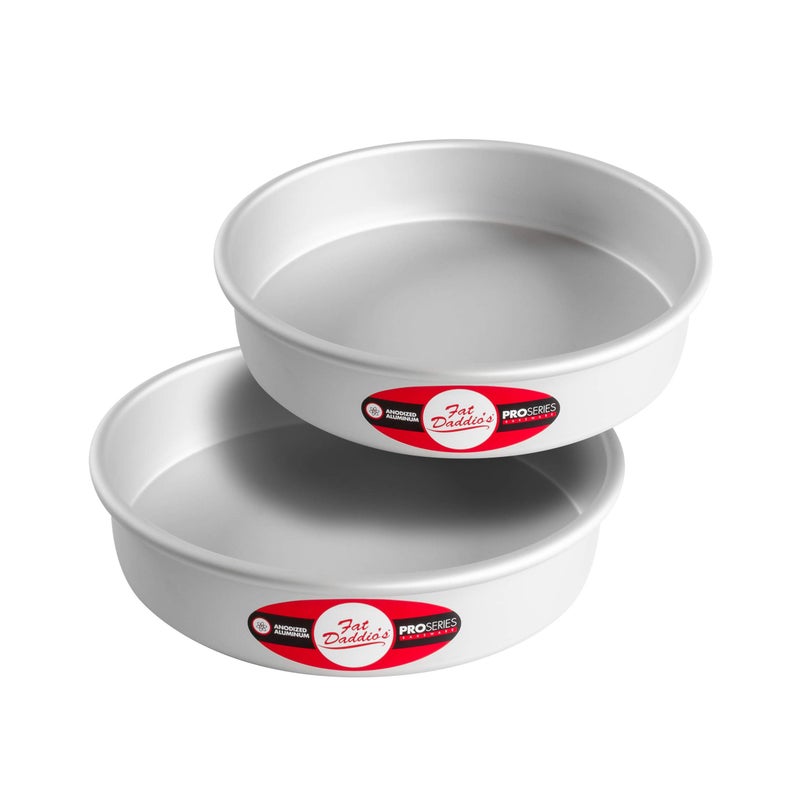 Fat Daddio's Anodized Aluminum Round Cake Pans, 2 Piece Set, 9 x 2 Inch - Image 1
