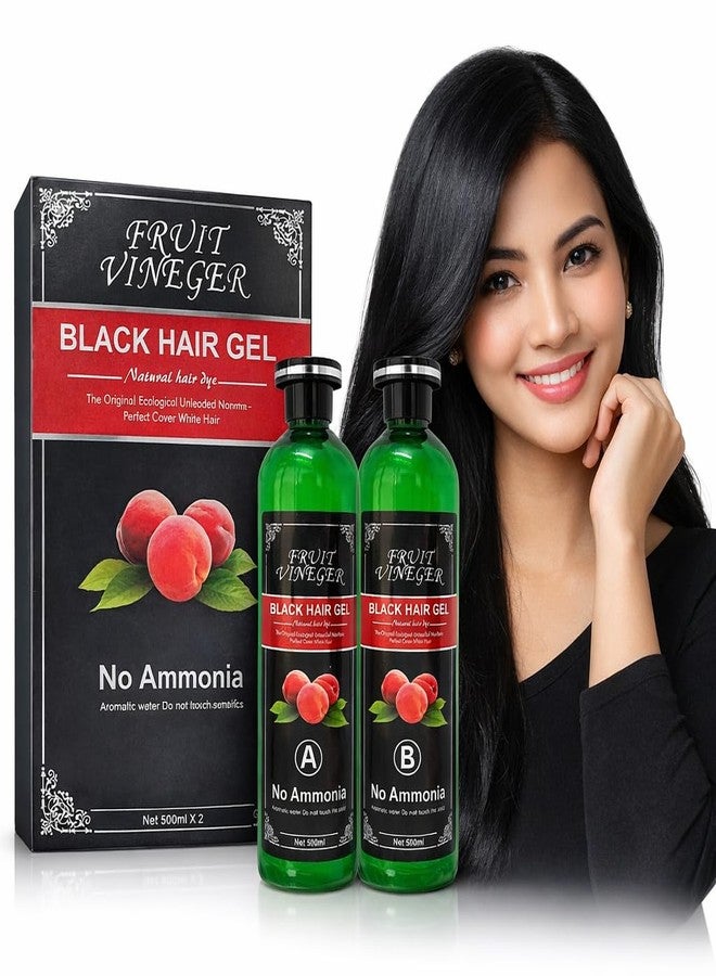 DOKDO Fruit Vinegar Gel Hair Color, Organic & Natural Hair Color For Men & Women Dye for Black Hair (Black, 1000ml (500ml X 2)) - Image 1