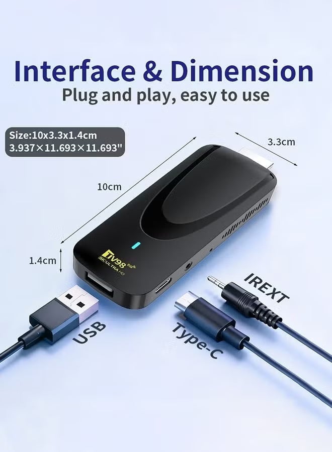 تلفزيون جهاز Android TV Box بدقة 8K، TV Stick بنظام Android 14.0، ذاكرة 2GB+16GB، WiFi 6 مزدوج النطاق، Bluetooth 5.0، مشغل وسائط ذكي للتلفزيون والبروجكتور - Image 5