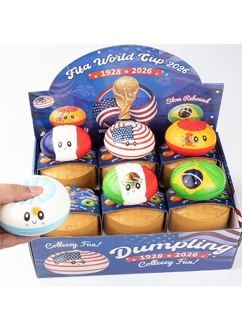 نورا دمى "الزلابية" الإسفنجية (Squishies) بطابع كأس العالم — لعبة حسية لتخفيف التوتر، تأتي مع سلة تبخير واقعية المظهر؛ لعبة مكتبية قابلة للمط (الأبعاد شاملة سلة التبخير: 8.5 × 8.5 × 5 سم) (تُرسل بتصاميم عشوائية) - Image 2