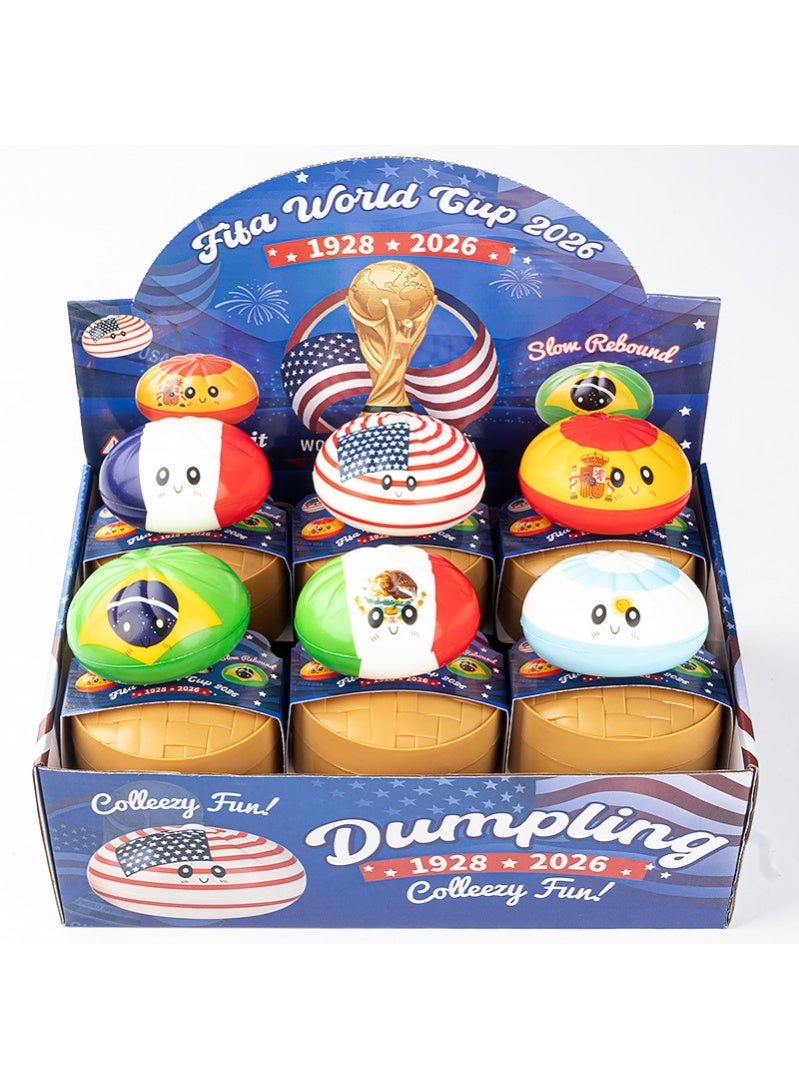 نورا دمى "الزلابية" الإسفنجية (Squishies) بطابع كأس العالم — لعبة حسية لتخفيف التوتر، تأتي مع سلة تبخير واقعية المظهر؛ لعبة مكتبية قابلة للمط (الأبعاد شاملة سلة التبخير: 8.5 × 8.5 × 5 سم) (تُرسل بتصاميم عشوائية) - Image 3