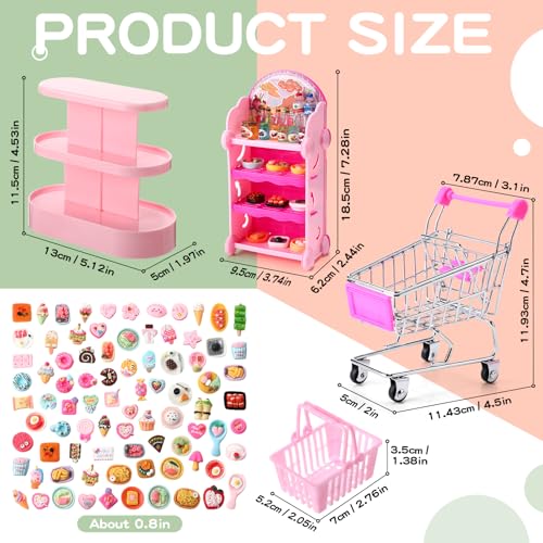 Rotatingpals 158 Pcs Mini Shopping Cart Basket Miniature Food Drink Bottle Mini Supermarket Trolleys Tiny House Party Accessories - Image 5