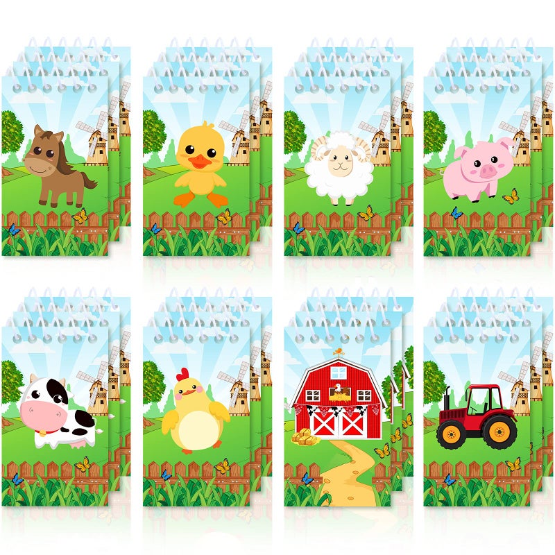 Clabby 24 Pcs Farm Animal Mini Notepad Farm Animal Party Favors for Kids Chick Pocket Journal Notebook Small Barnyard Spiral Notebook Bulk for Summer Birthday Party Decor School StudentCute Style - Image 3