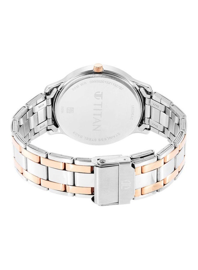 TITAN ساعة تيتان كاريشما التناظرية ذات القرص الأخضر المستدير بحزام من الفولاذ المقاوم للصدأ ذو لونين للرجال-1825KM03 - Image 5