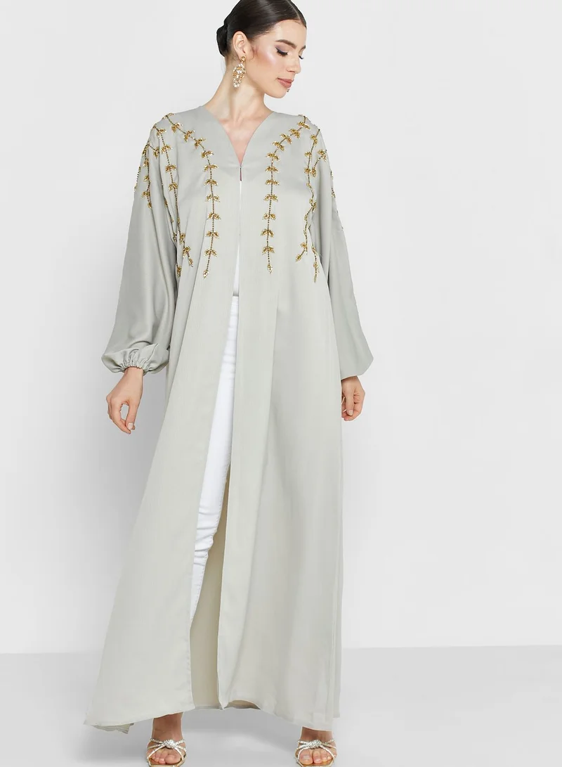 hayas closet V-Neck Embellished Abaya