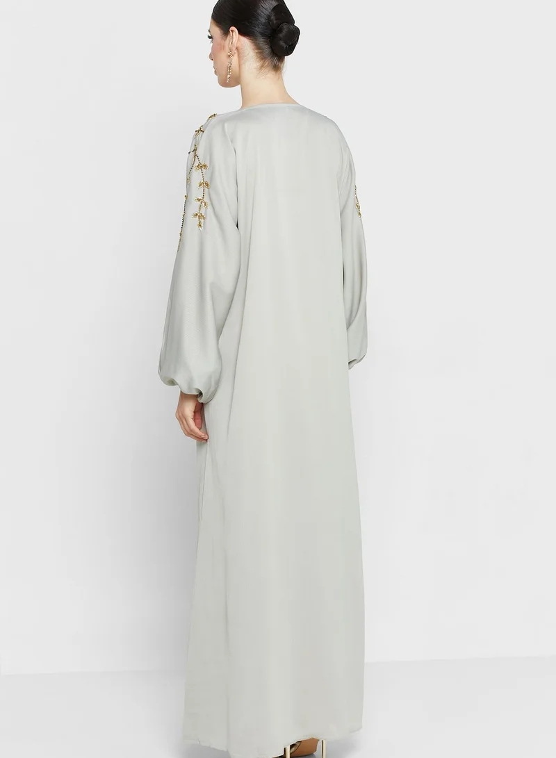 hayas closet V-Neck Embellished Abaya