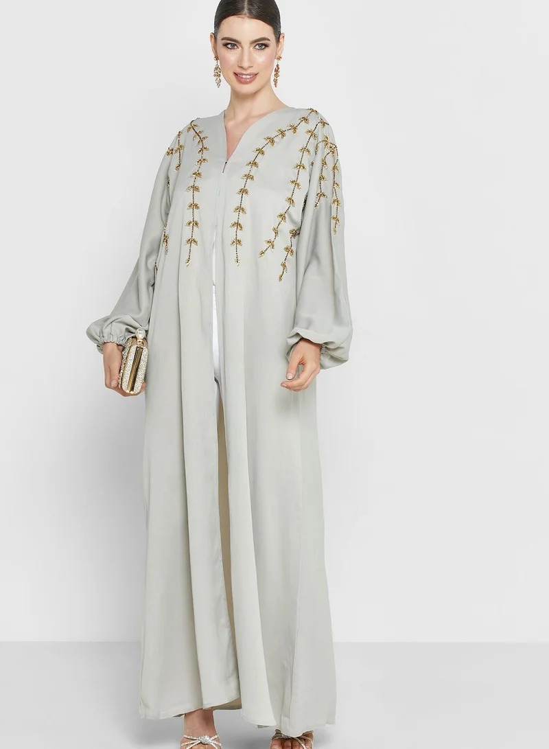 hayas closet V-Neck Embellished Abaya